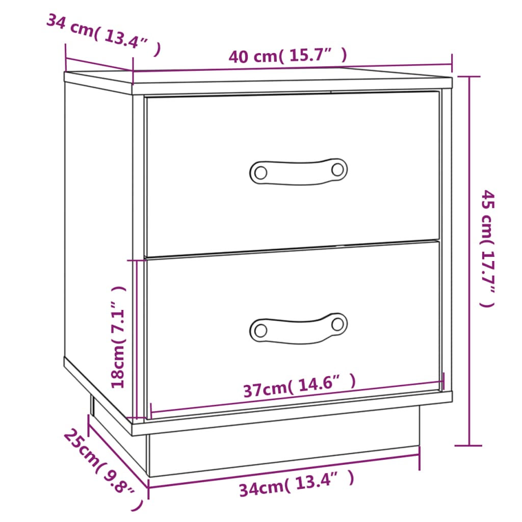 vidaXL Bedside Cabinets 2 pcs White 40x34x45 cm Solid Wood Pine