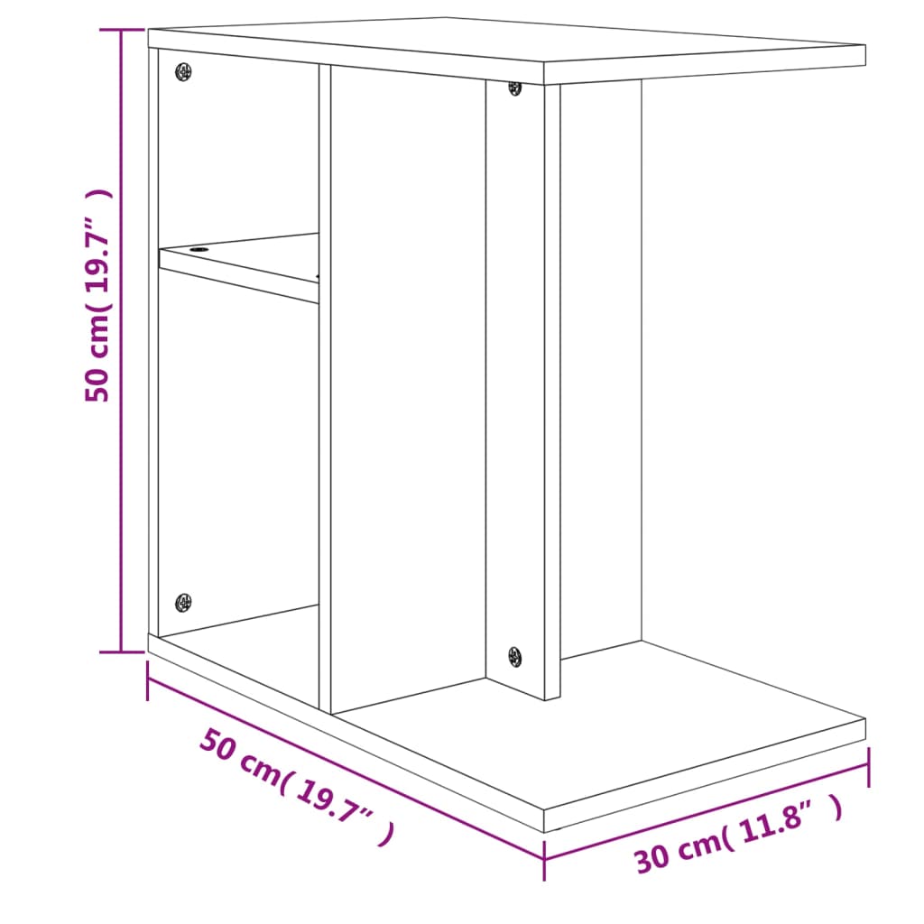 vidaXL Side Table Sonoma Oak 50x30x50 cm Engineered Wood