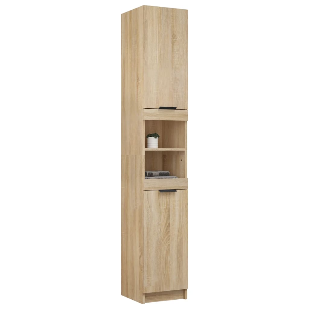 vidaXL Bathroom Cabinet Sonoma Oak 32x34x188.5 cm Engineered Wood