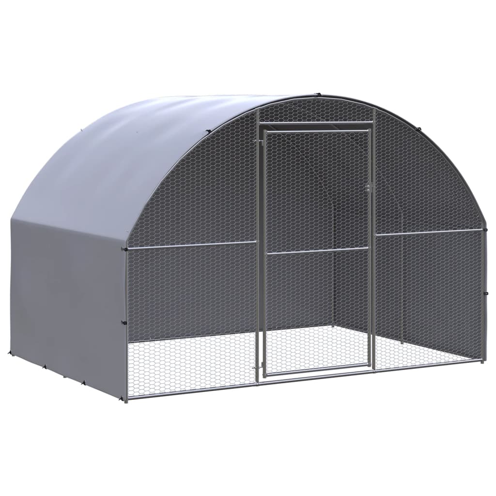 VidaXL Chicken Coop Metal Chicken Cage Animal House With Run Galvanized Steel - View #14