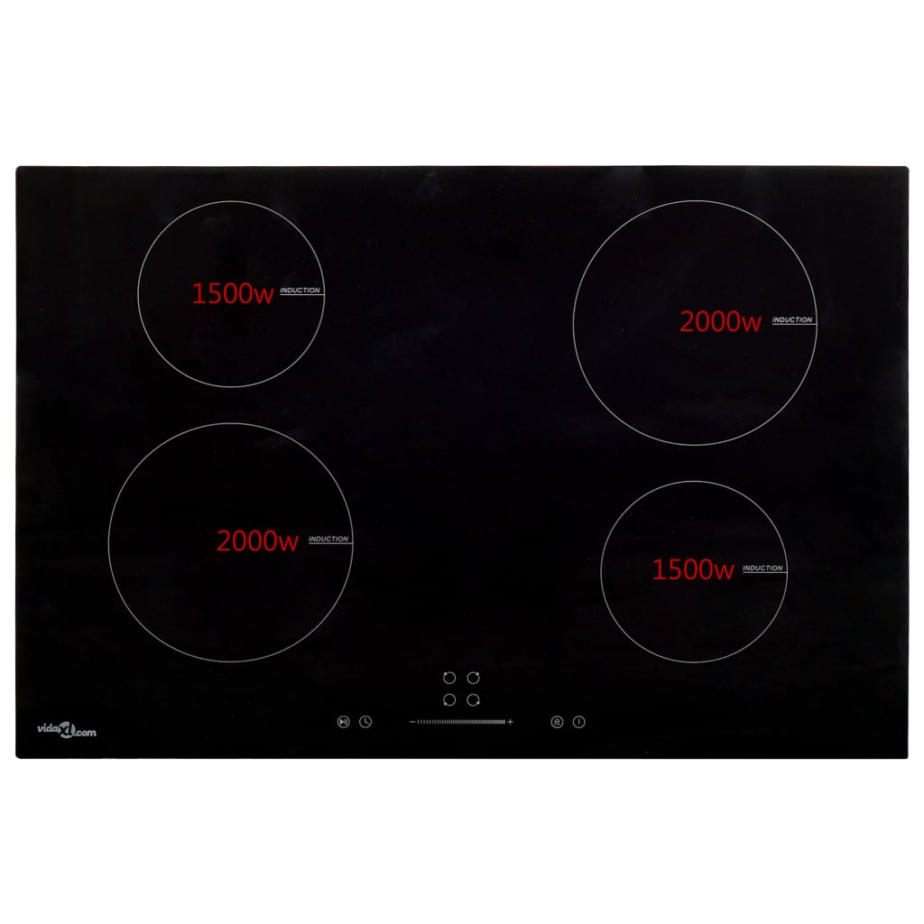 vidaXL Induction Hob with 4 Burners Touch Control Glass 77 cm 7000 W