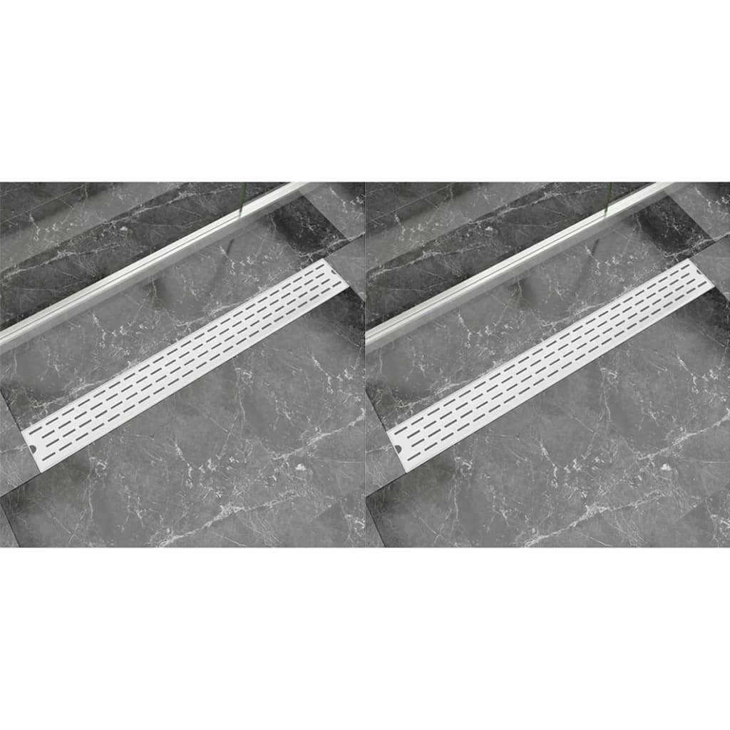 vidaXL Linear Shower Drain 2 pcs Line 930x140 mm Stainless Steel