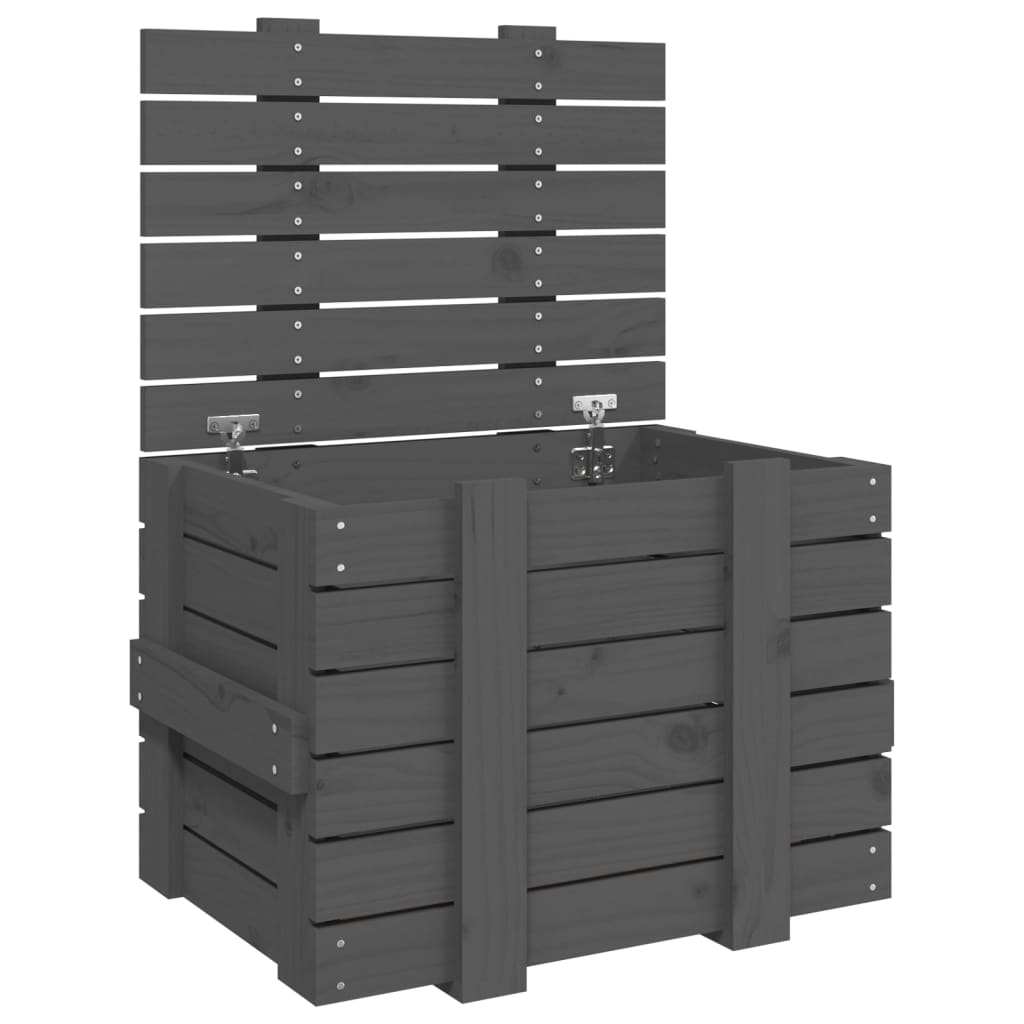 vidaXL Storage Box Grey 58x40.5x42 cm Solid Wood Pine