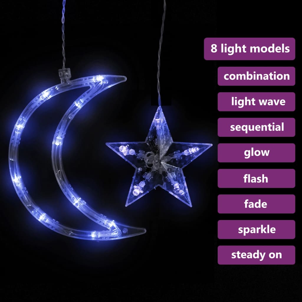 vidaXL Star and Moon Fairy Lights Remote Control 345 LED Blue