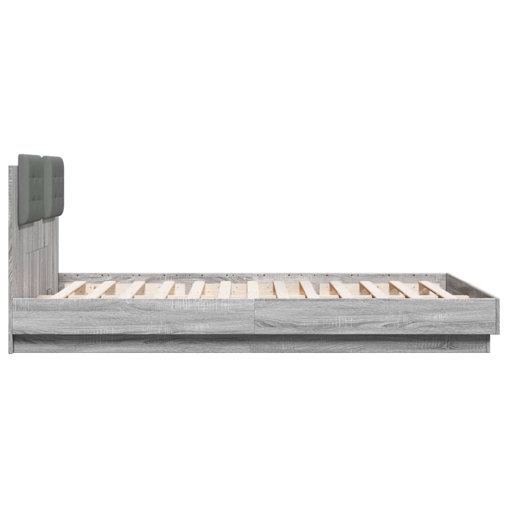 vidaXL Bed Frame with Headboard Grey Sonoma 120x200 cm Engineered Wood