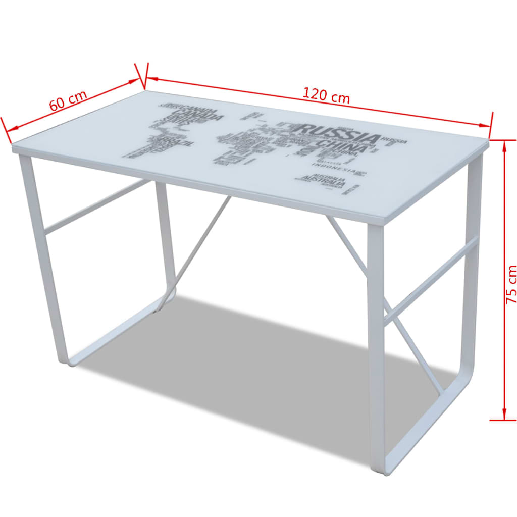 Rectangular Desk with Map Pattern