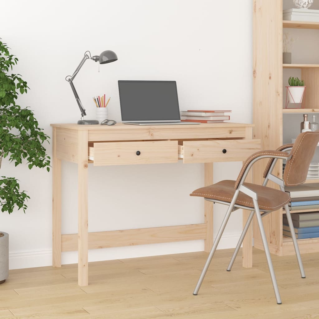 vidaXL Desk with Drawers 100x50x78 cm Solid Wood Pine
