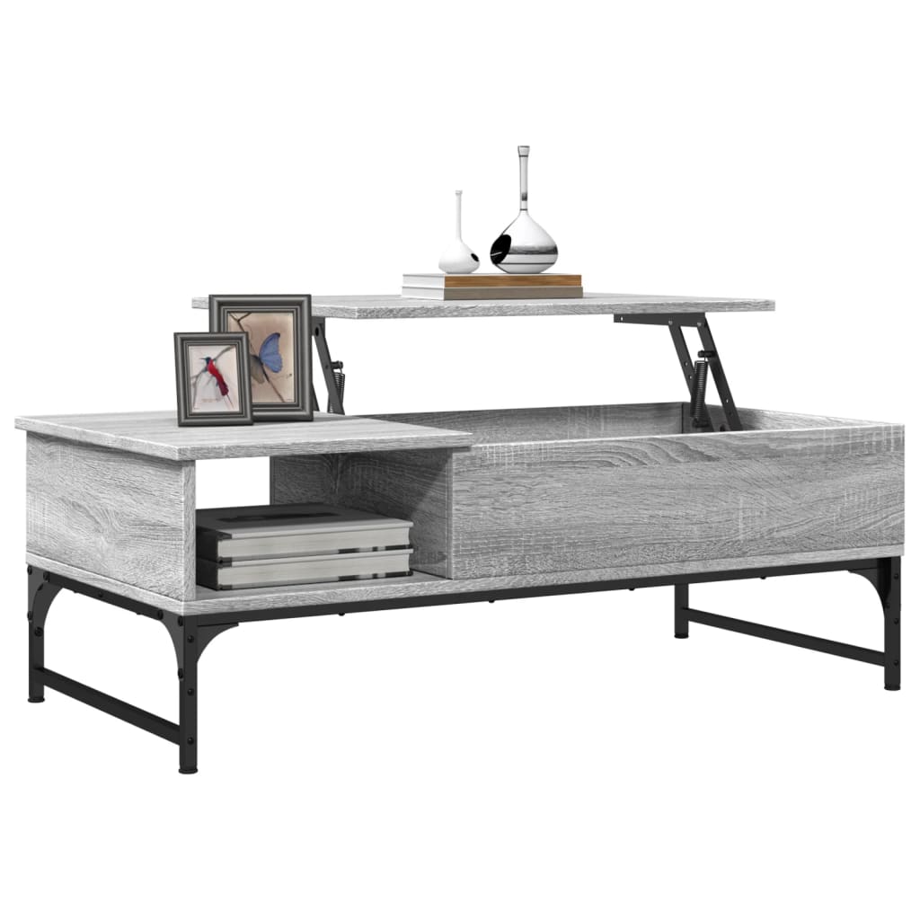 vidaXL Coffee Table Grey Sonoma 100x50x35 cm Engineered Wood and Metal