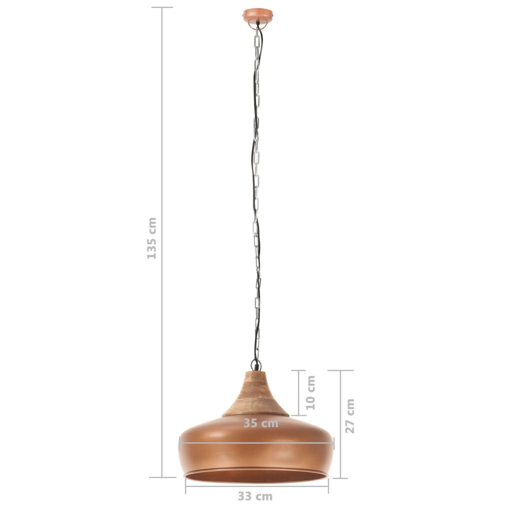 vidaXL Industrial Hanging Lamp Copper Iron & Solid Wood 35 cm E27