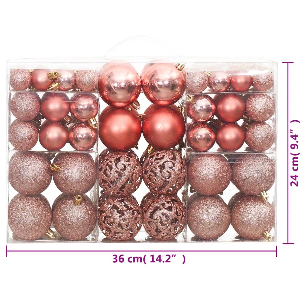 vidaXL Christmas Baubles 100 pcs Pink and Rose 3 / 4 / 6 cm