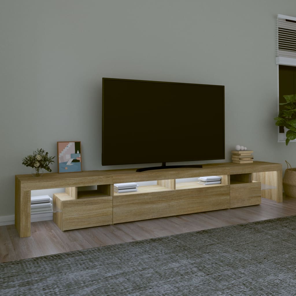 vidaXL TV Cabinet with LED Lights Sonoma Oak 260x36.5x40 cm