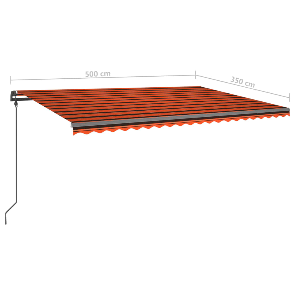 vidaXL Manual Retractable Awning with Posts 5x3.5 m Orange and Brown