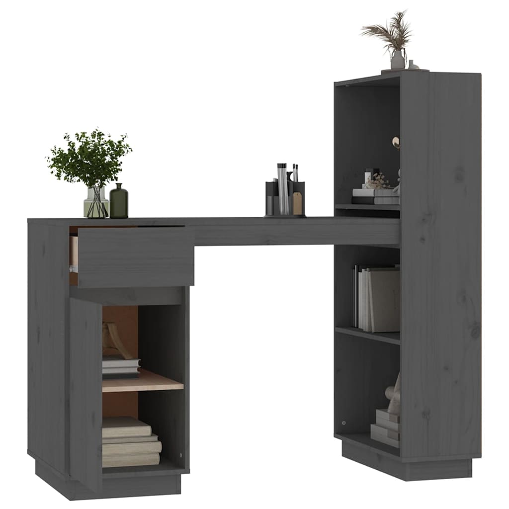 vidaXL Desk Grey 110x53x117 cm Solid Wood Pine