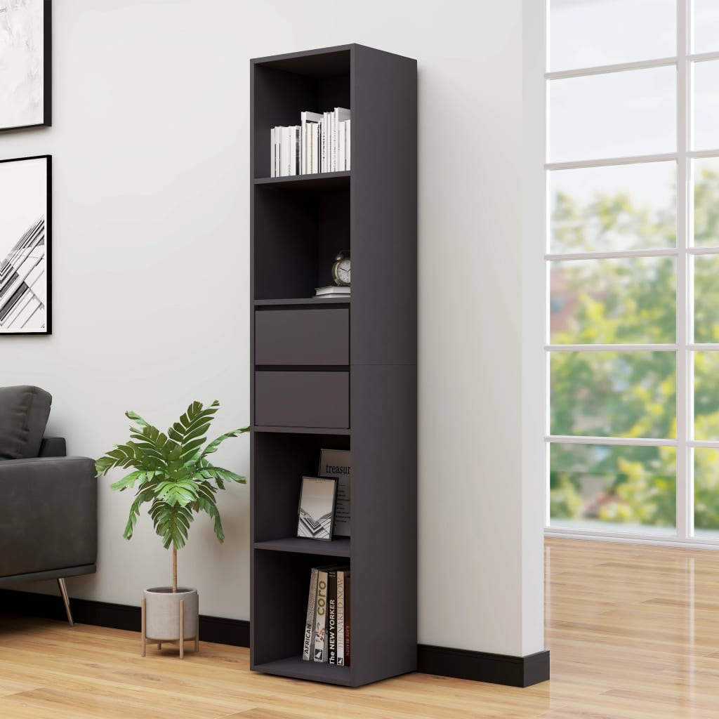 vidaXL Book Cabinet Grey 36x30x171 cm Engineered Wood