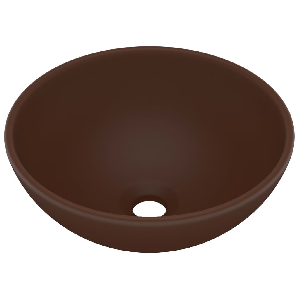vidaXL Luxury Bathroom Basin Round Matt Dark Brown 32.5x14 cm Ceramic