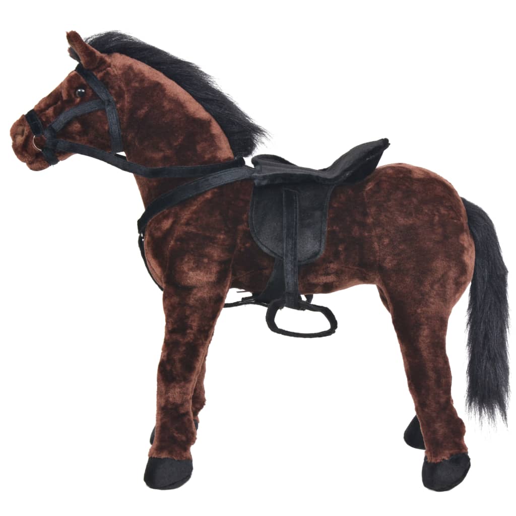 vidaXL Standing Plush Toy Horse Dark Brown XXL