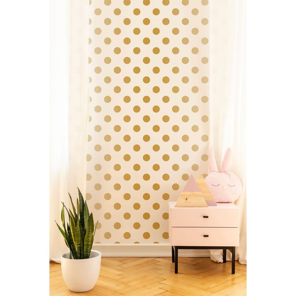 Noordwand Kids at Home Wallpaper Dotty Gold White and Gold 100105