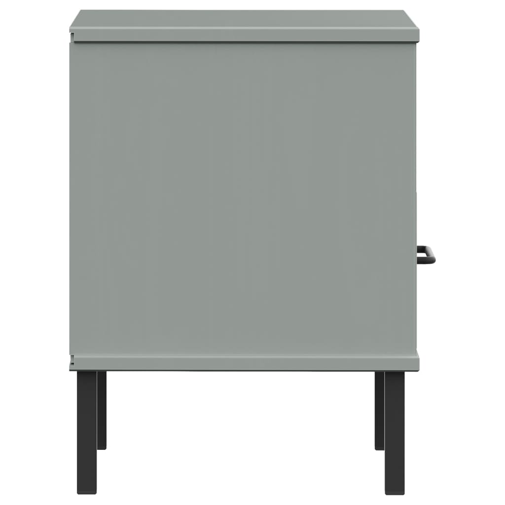 vidaXL Bedside Cabinet with Metal Legs Grey Solid Wood Pine OSLO