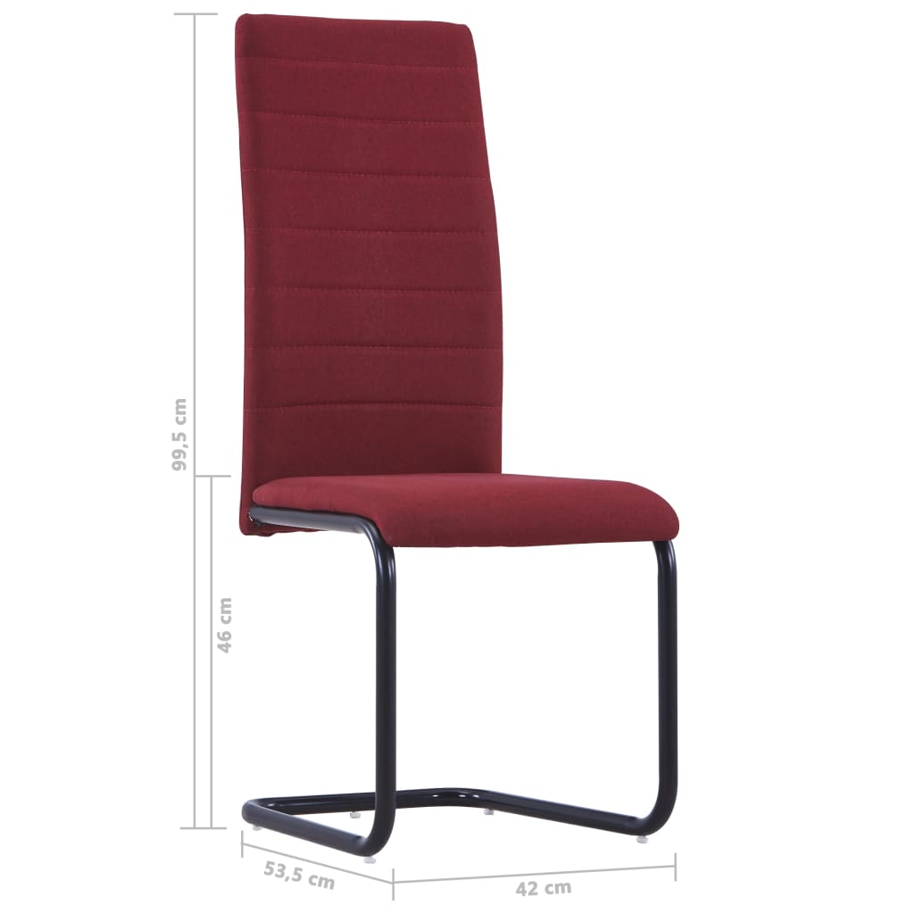 vidaXL Cantilever Dining Chairs 4 pcs Wine Fabric