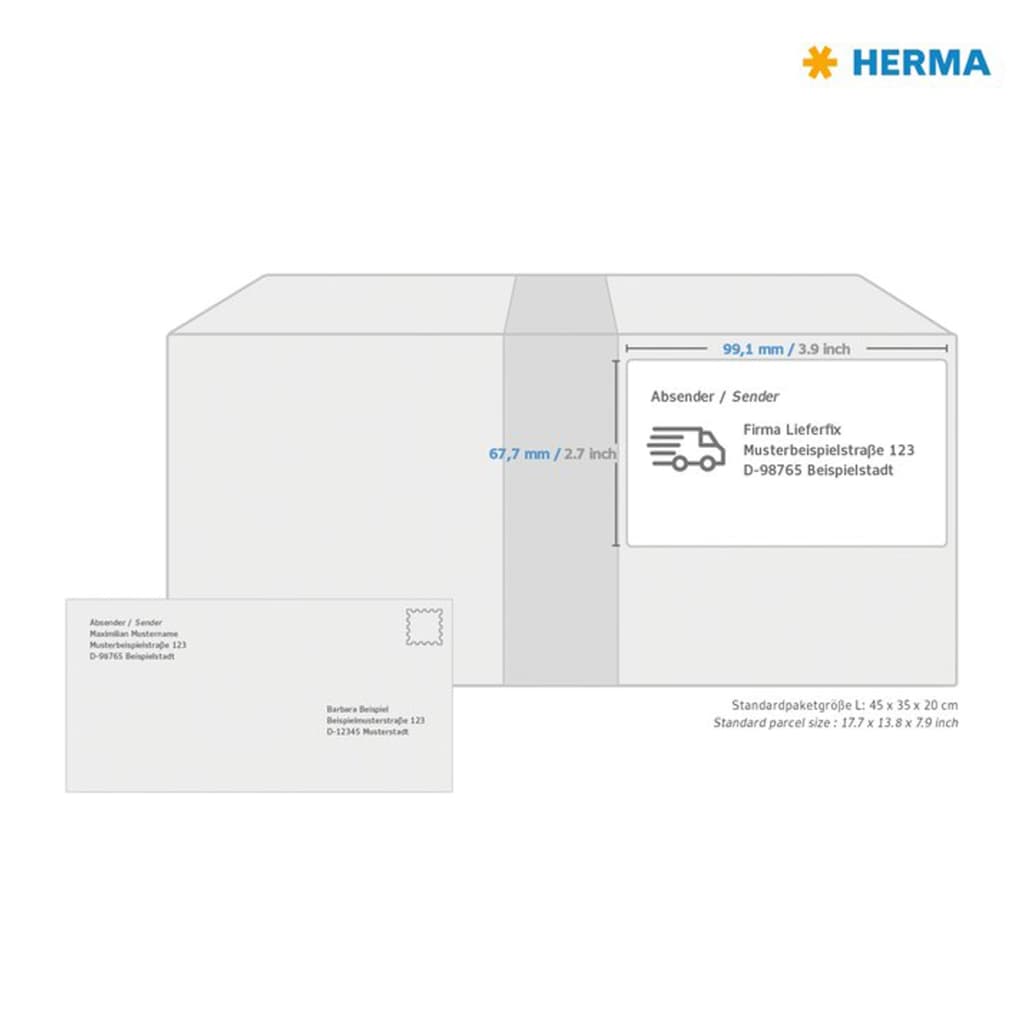HERMA Permanent Address Labels A4 99.1x67.7 mm 100 Sheets White
