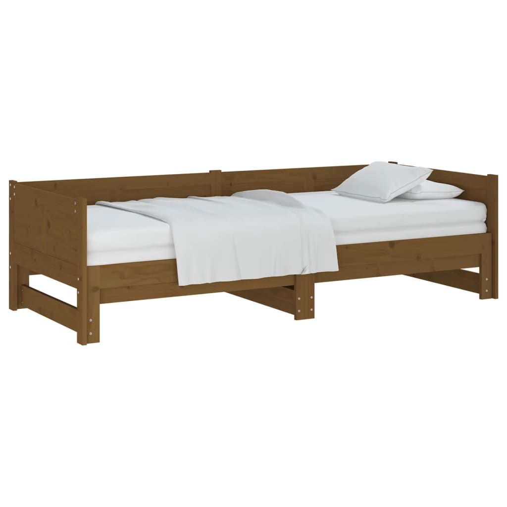 vidaXL Pull-out Day Bed Honey Brown Solid Wood Pine 2x(90x200) cm