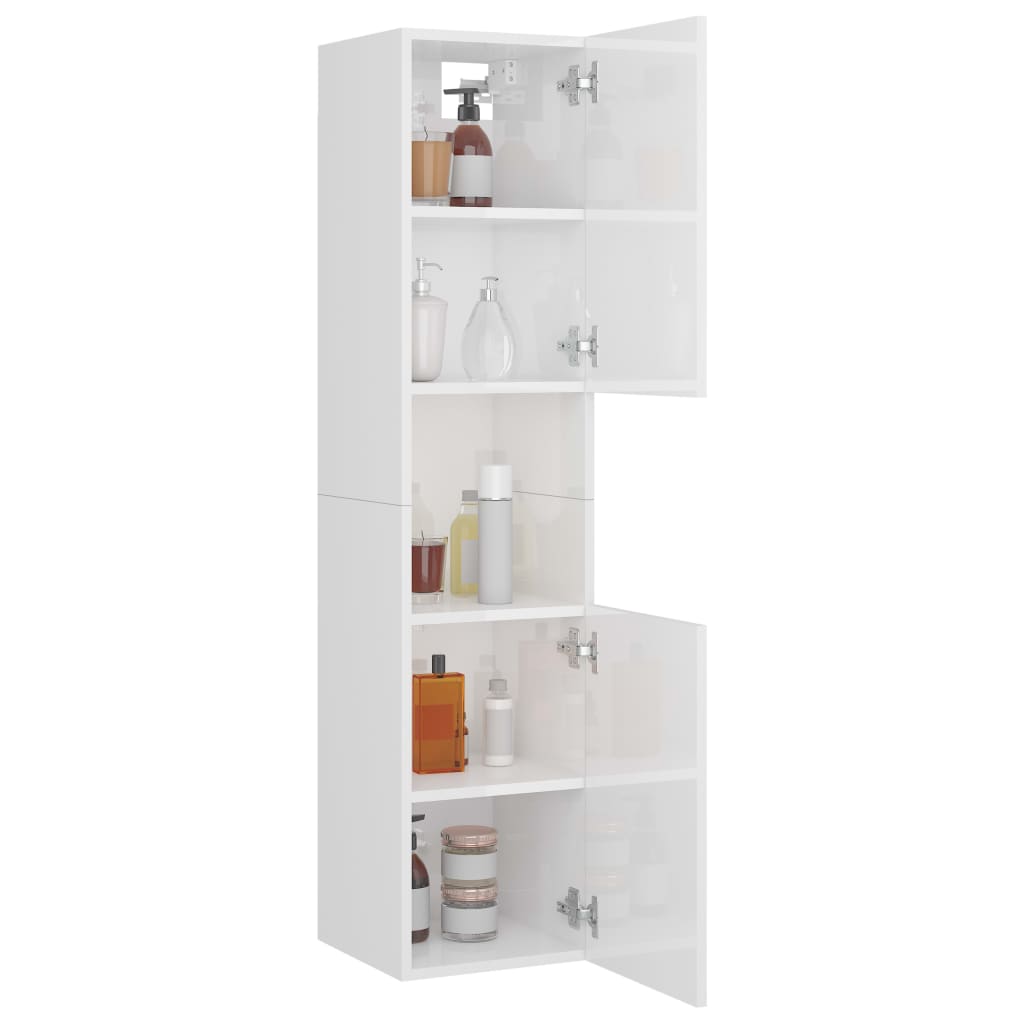vidaXL Bathroom Cabinet High Gloss White 30x30x130 cm Engineered Wood
