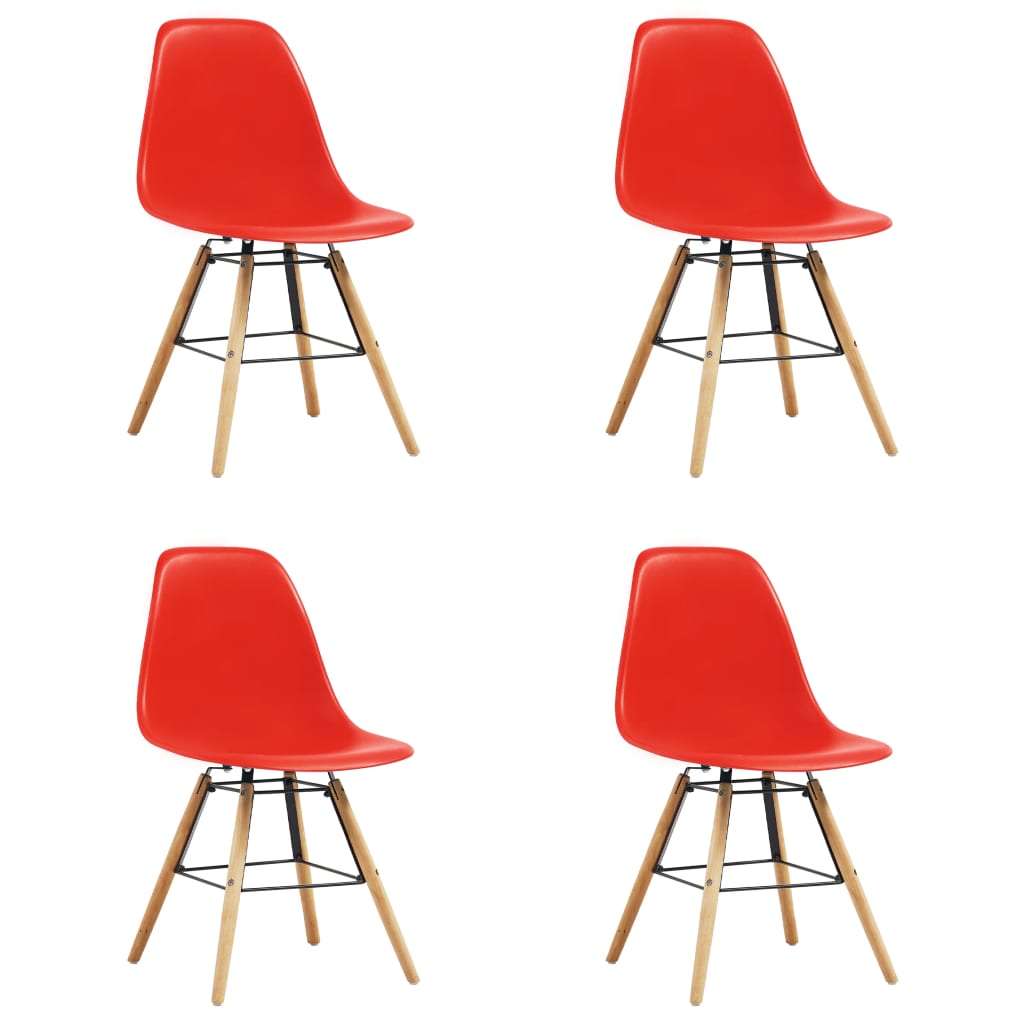 vidaXL Dining Chairs 4 pcs Red Plastic