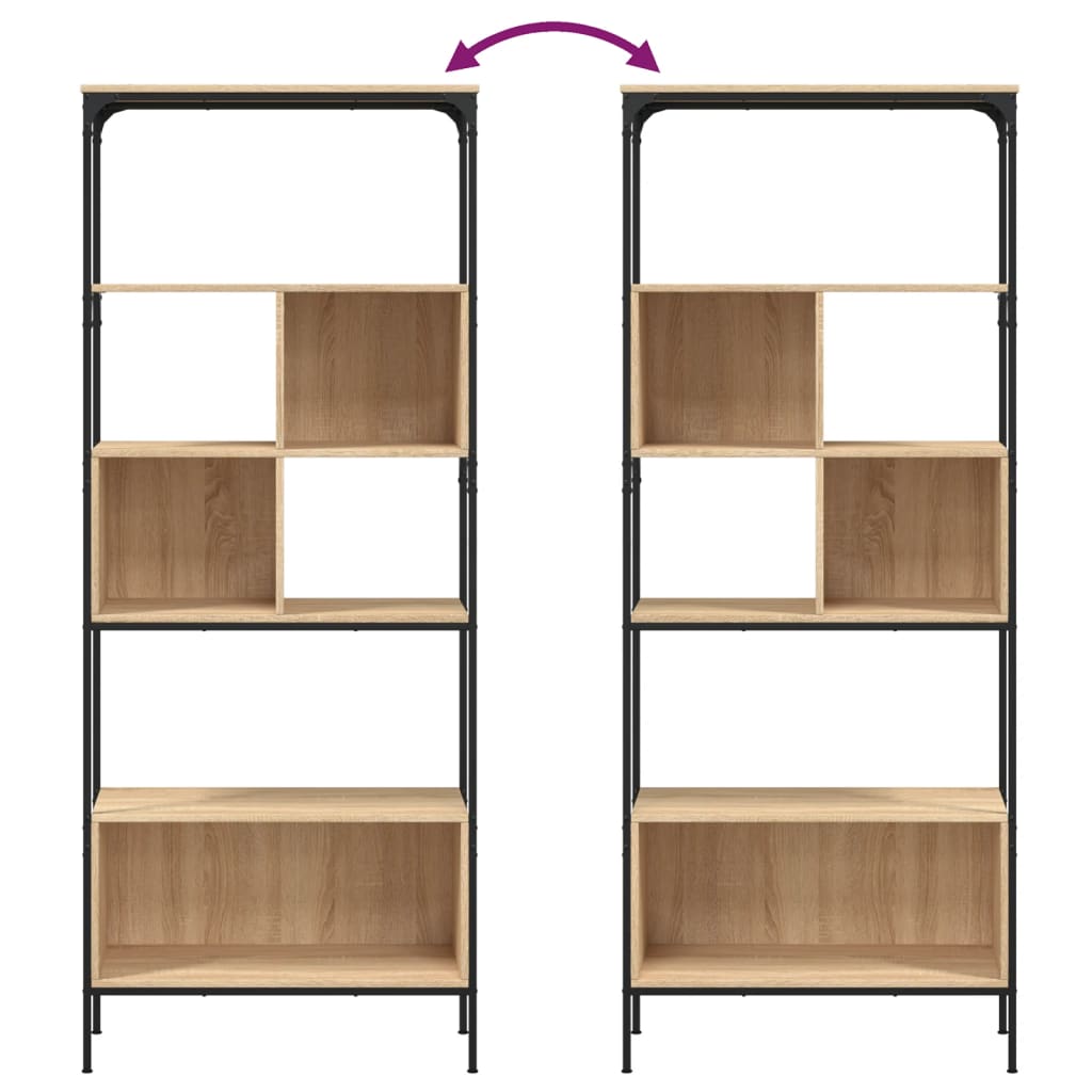 vidaXL Bookcase 5-Tier Sonoma Oak 76x33x188.5 cm Engineered Wood