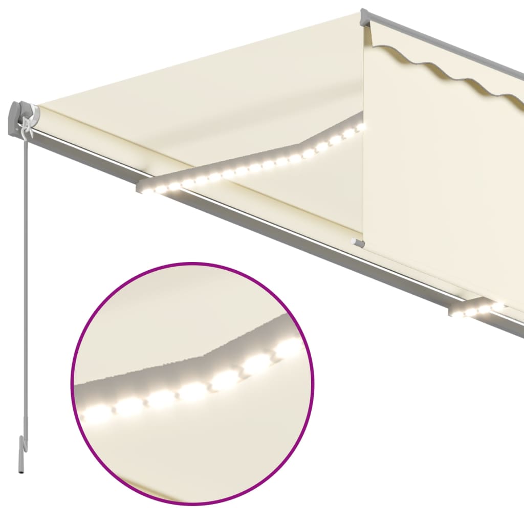 vidaXL Manual Retractable Awning with Blind&LED 3x2.5m Cream