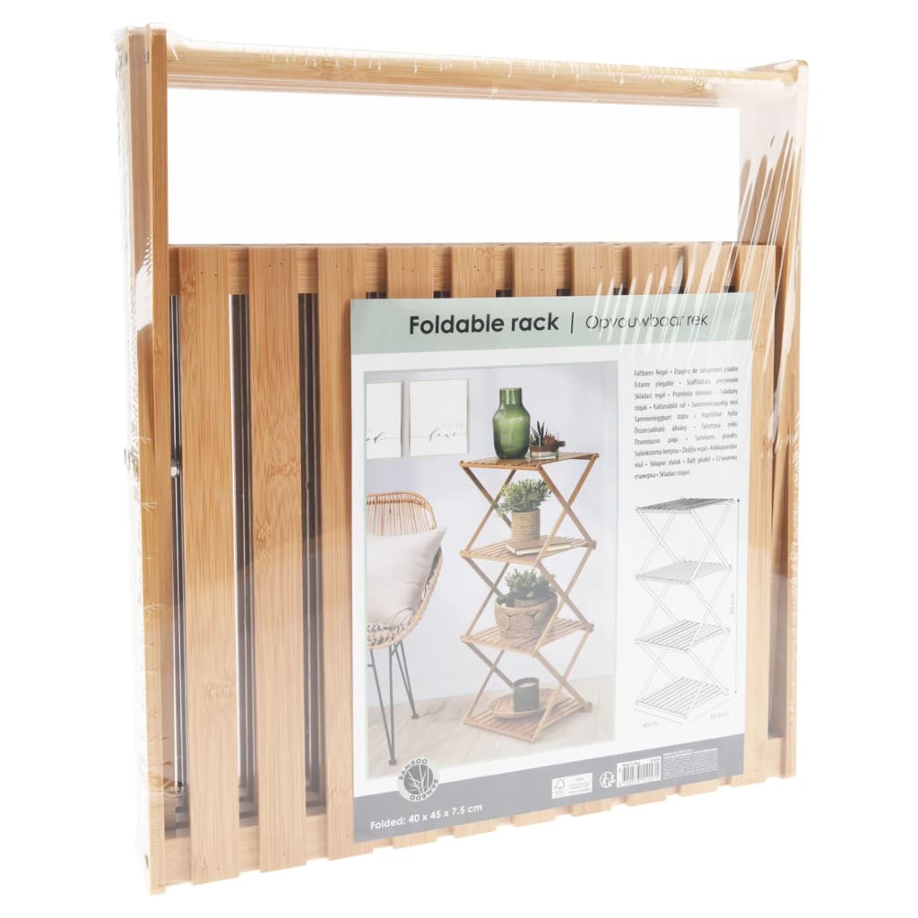 Home&Styling Folding Shelf 4-Tier Bamboo