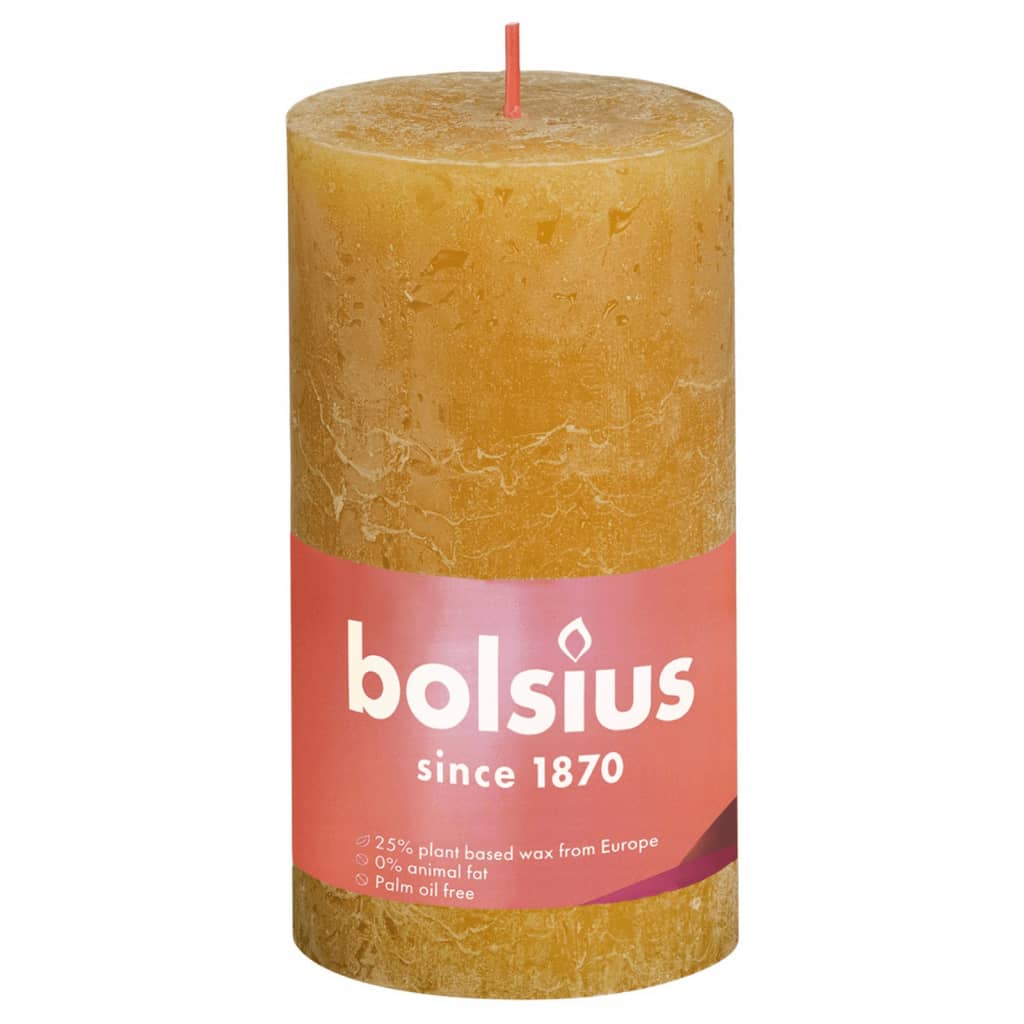 Bolsius Rustic Pillar Candles Shine 4 pcs 130x68 mm Honeycomb Yellow