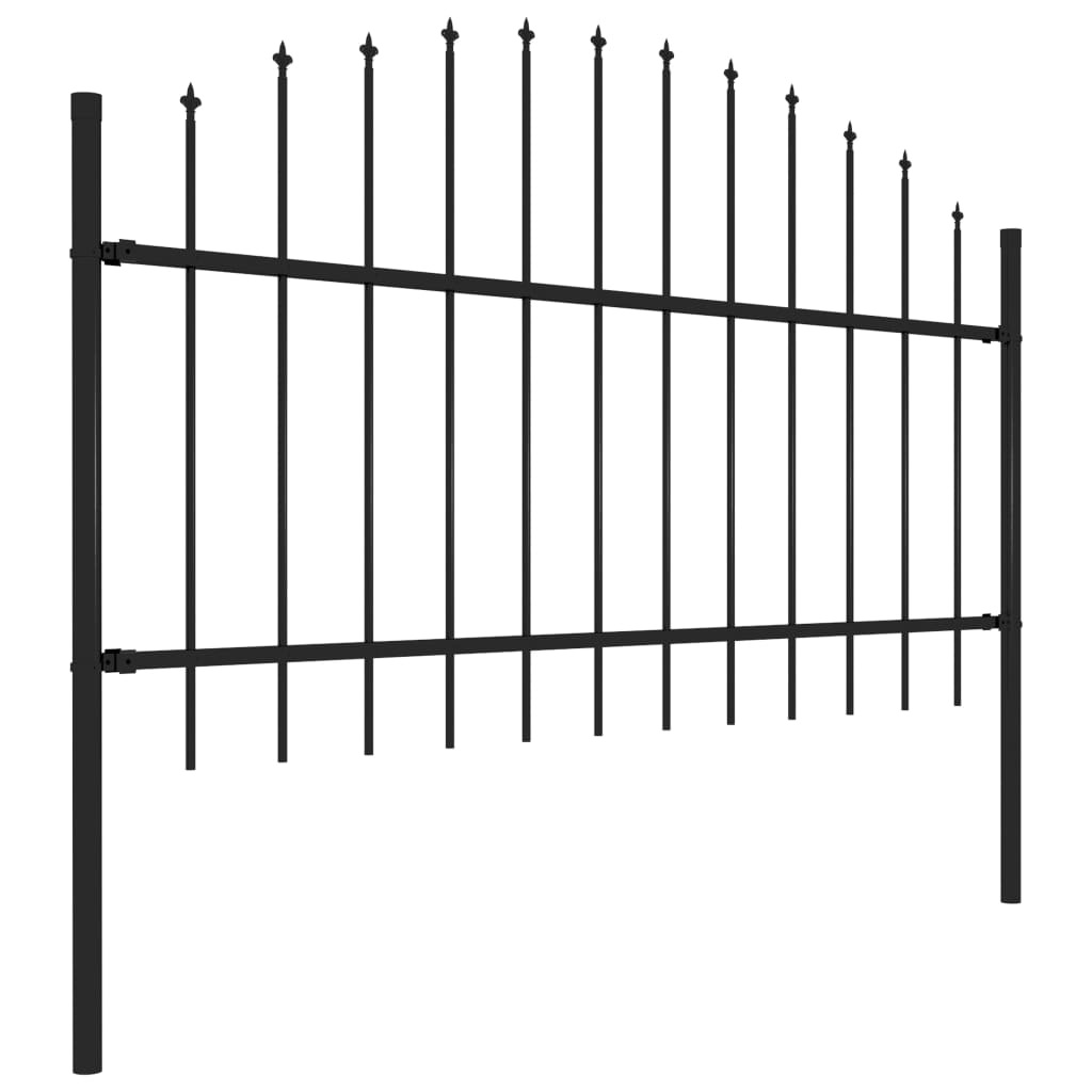 vidaXL Garden Fence with Spear Top Steel