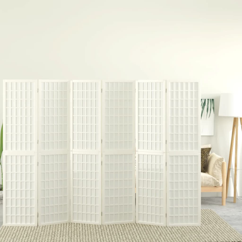 vidaXL Folding 6-Panel Room Divider Japanese Style 240x170 cm White