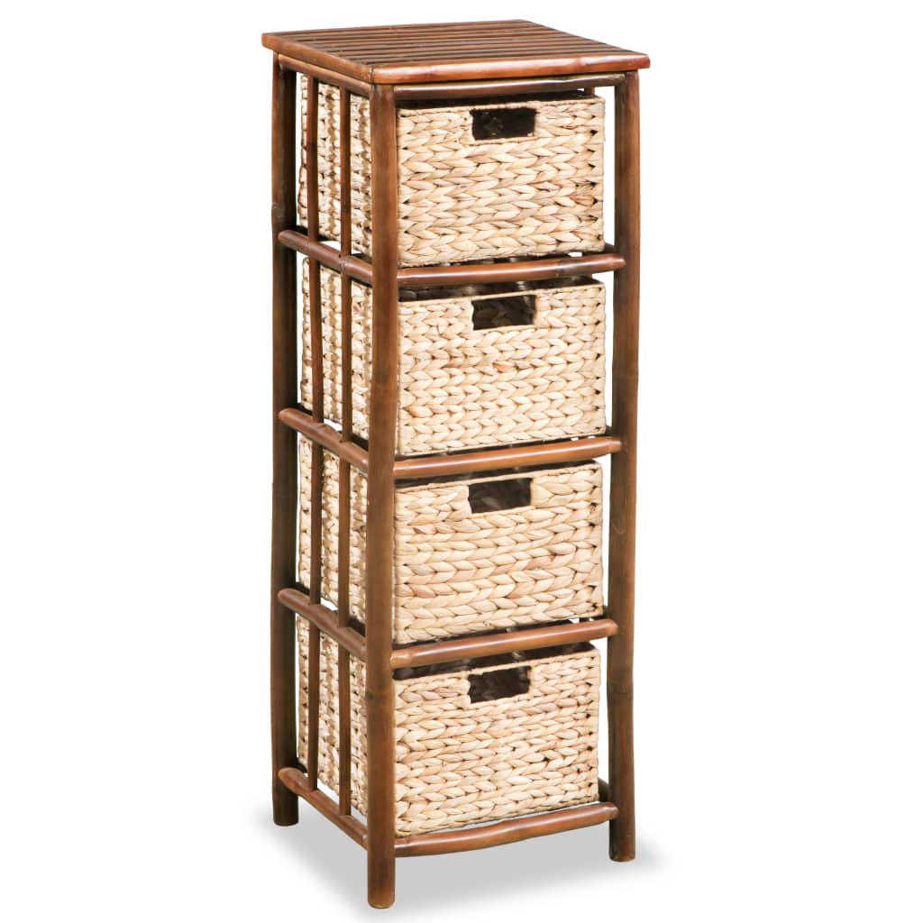 vidaXL Tall Chest of Drawers Bamboo and Water Hyacinth 36x33x102 cm