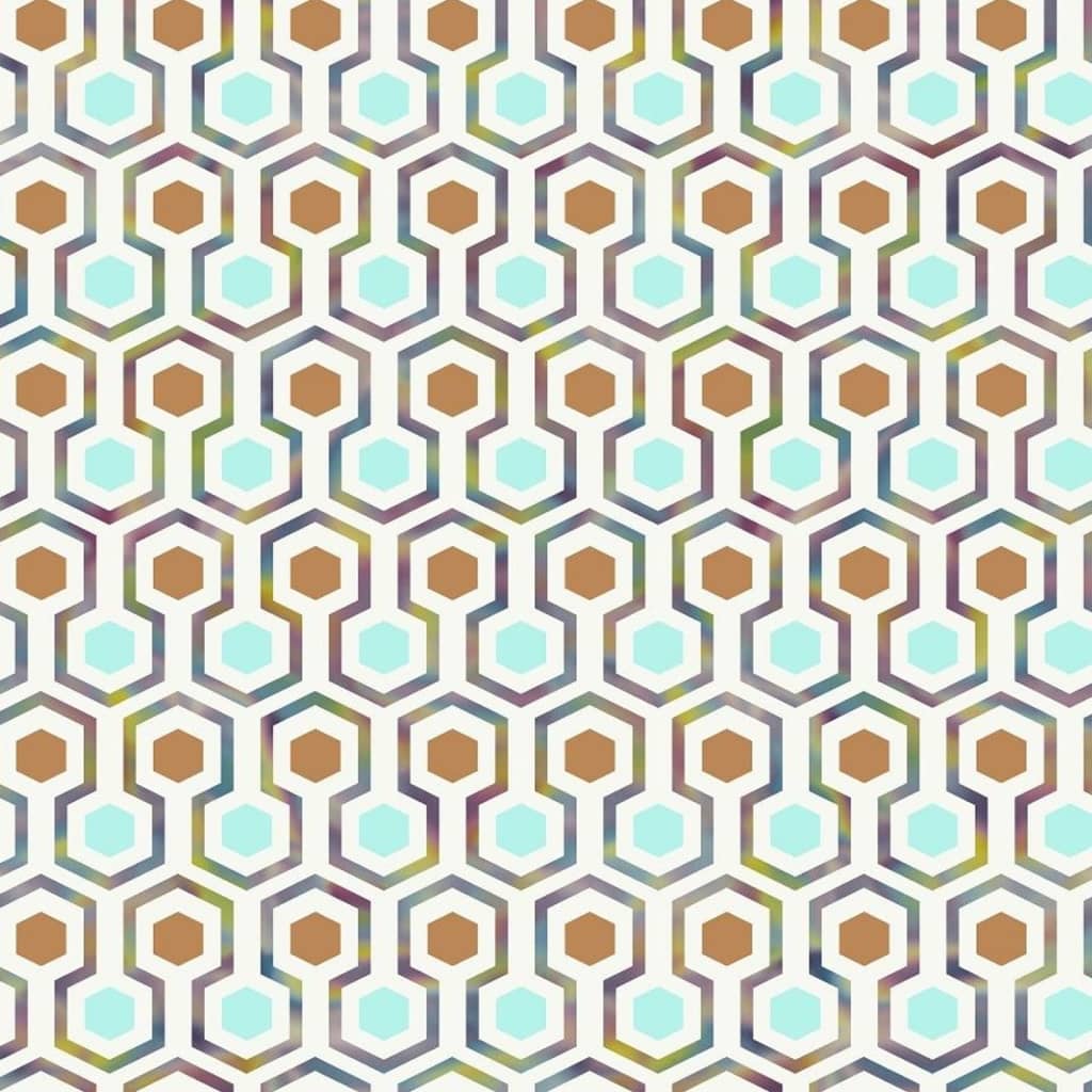 Noordwand Wallpaper Good Vibes Hexagon Pattern Green and Orange