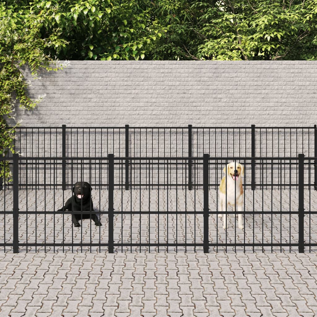 vidaXL Outdoor Dog Kennel Steel 26.35 m²
