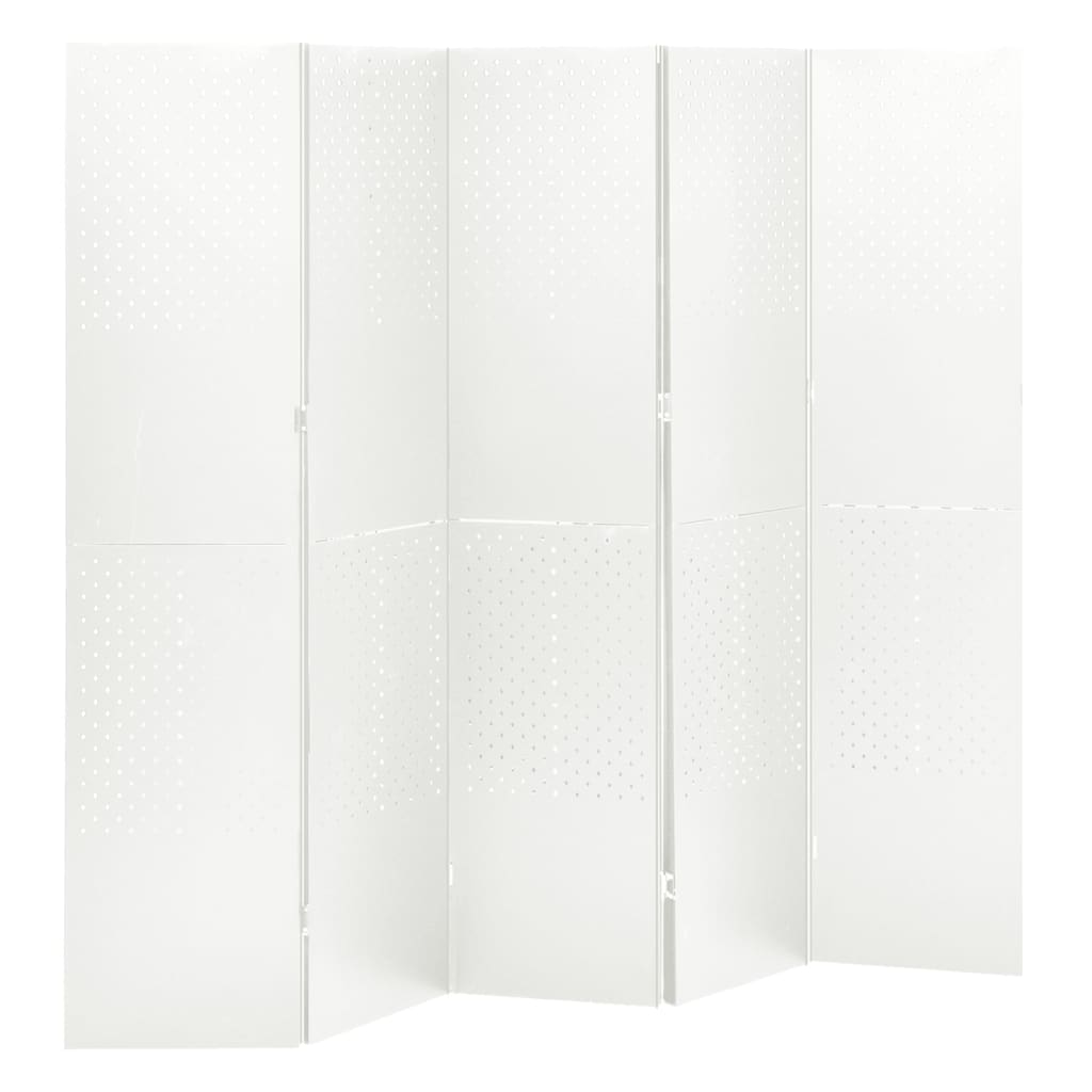 vidaXL 5-Panel Room Dividers 2 pcs White 200x180 cm Steel