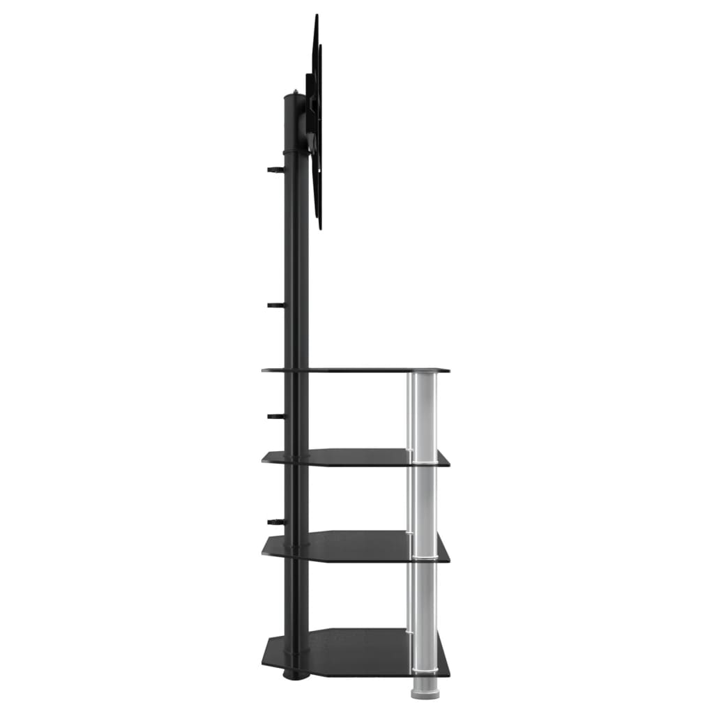 vidaXL Corner TV Stand 4-Tiers for 32-70 Inch Black and Silver