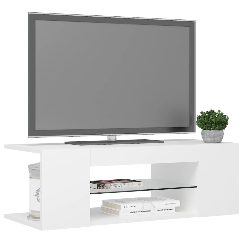 vidaXL TV Cabinet with LED Lights White 90x39x30 cm