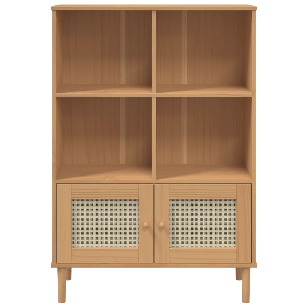 vidaXL Bookcase SENJA Rattan Look Brown 90x35x130 cm Solid Wood Pine