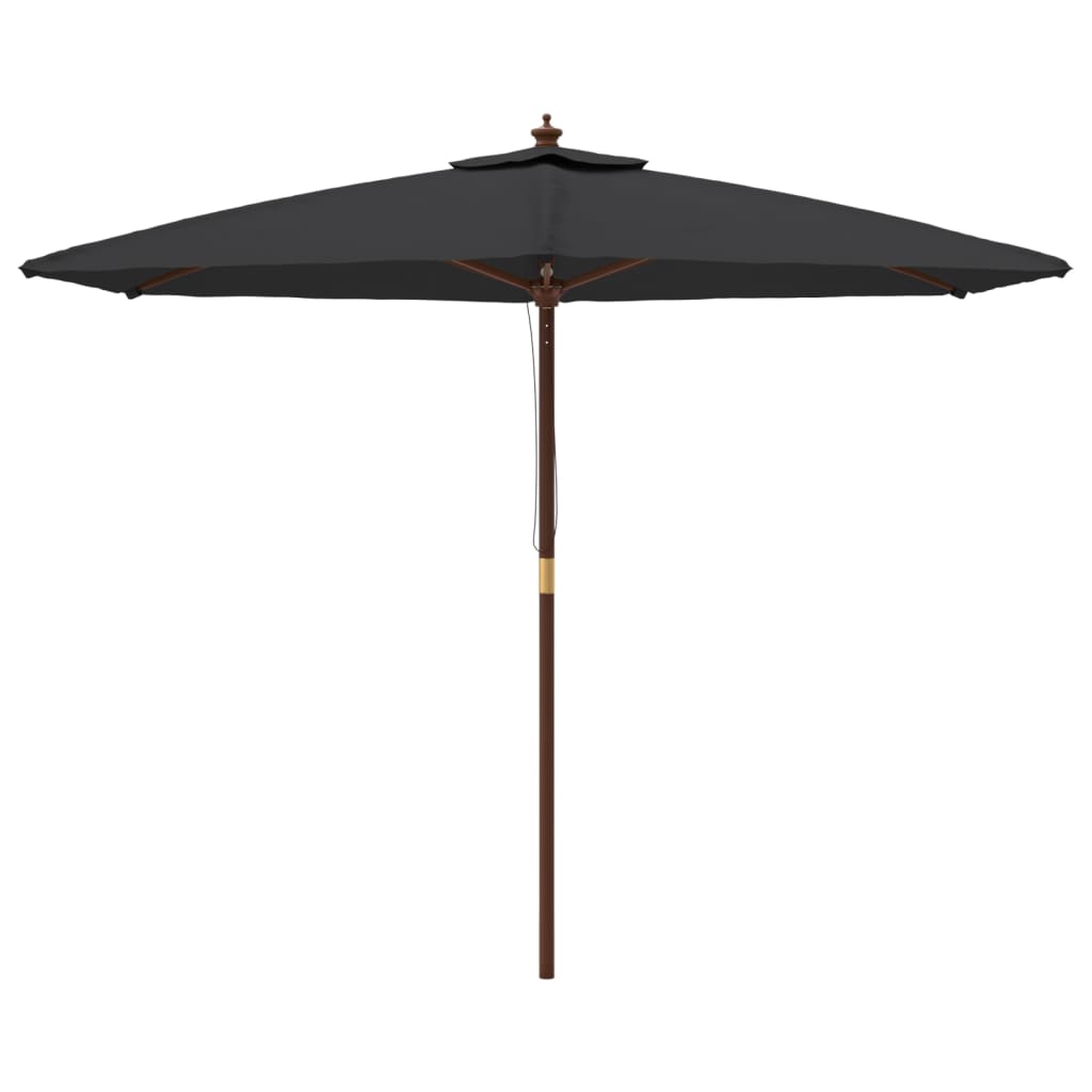 vidaXL Garden Parasol with Wooden Pole Black 299x240 cm