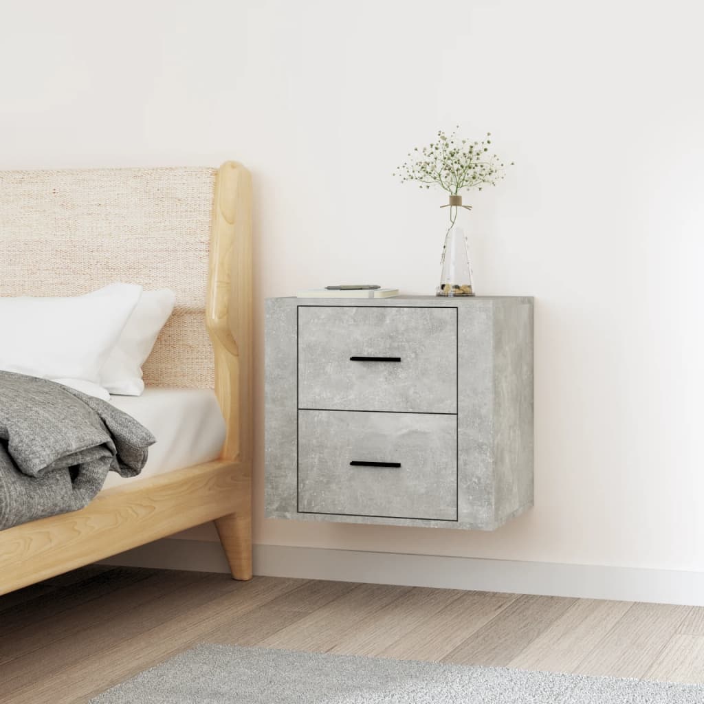 vidaXL Wall-mounted Bedside Cabinet Concrete Grey 50x36x47 cm