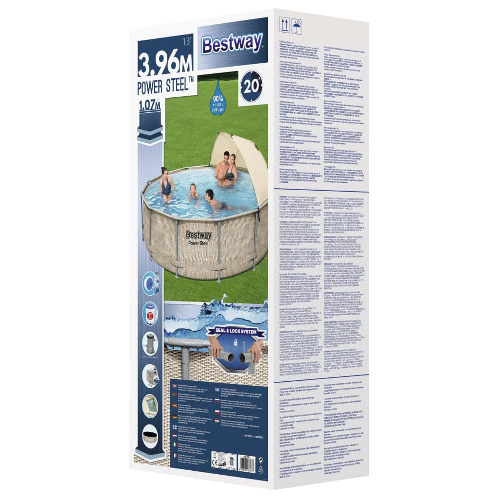 Bestway Power Steel Swimming Pool Set with Canopy 396x107 cm