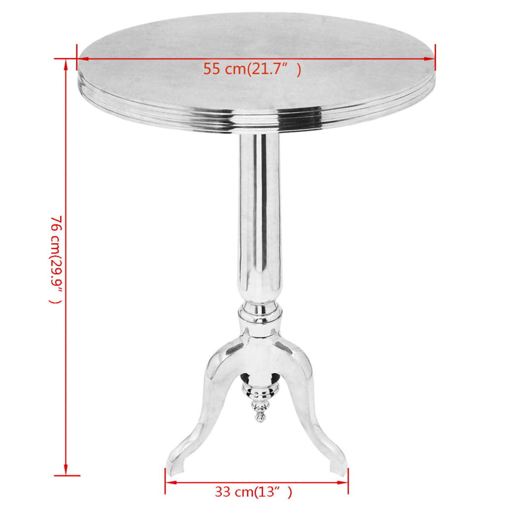 vidaXL Side Table Round Aluminium Silver