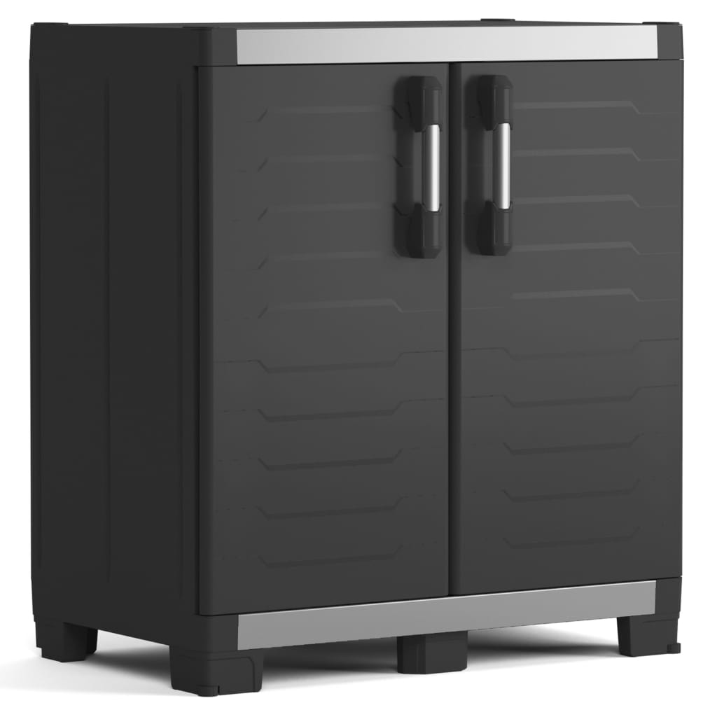 Keter Low Storage Cabinet Garage XL Black and Sliver 99 cm