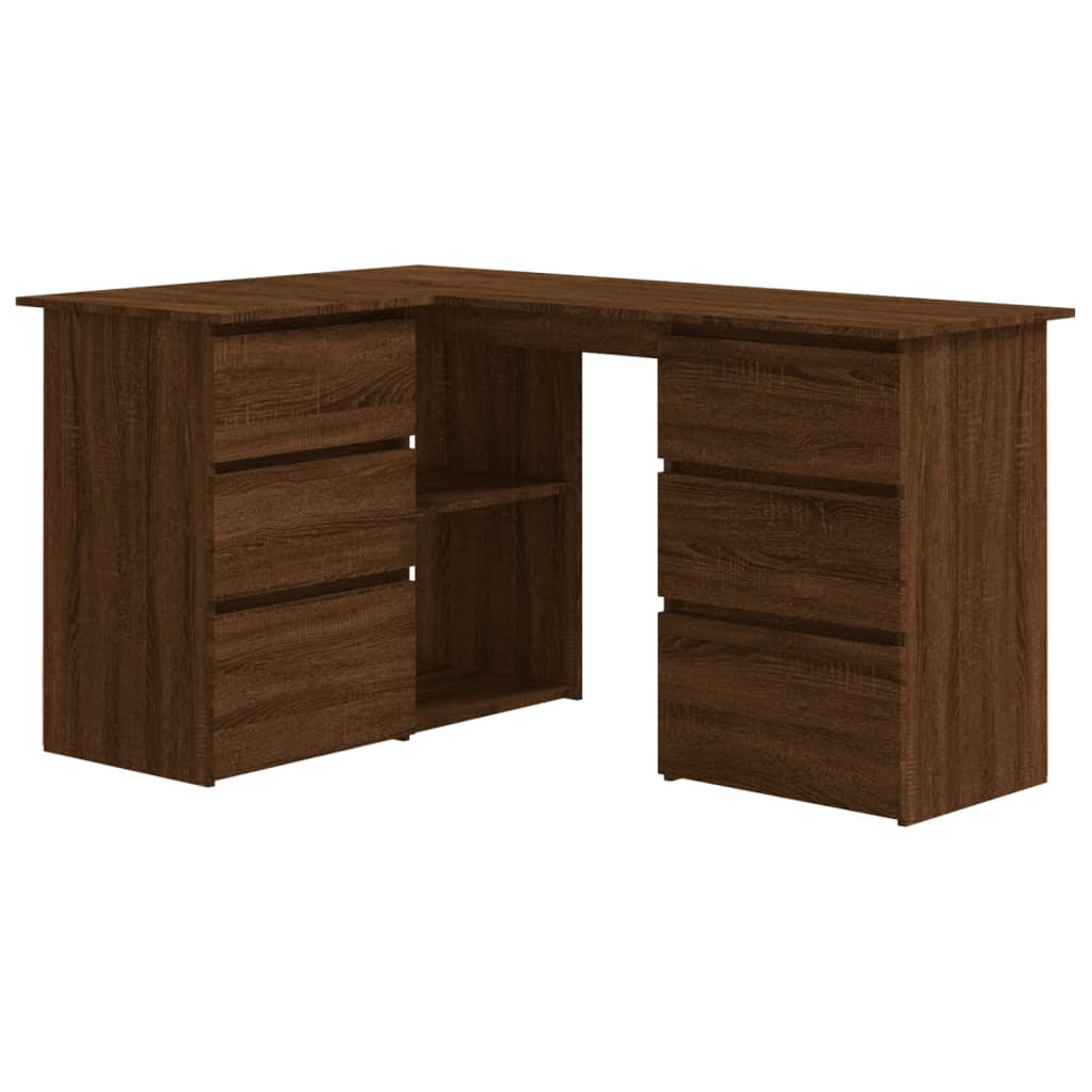 vidaXL Corner Desk Brown Oak 145x100x76 cm Engineered Wood