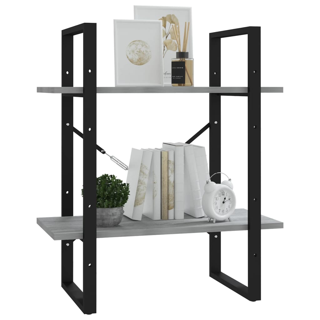 vidaXL 2-Tier Book Cabinet Grey Sonoma 60x30x70 cm Engineered Wood