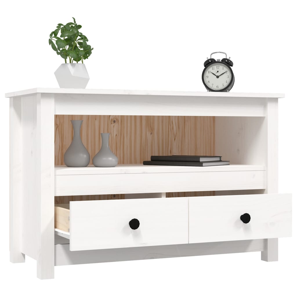 vidaXL TV Cabinet White 79x35x52 cm Solid Wood Pine
