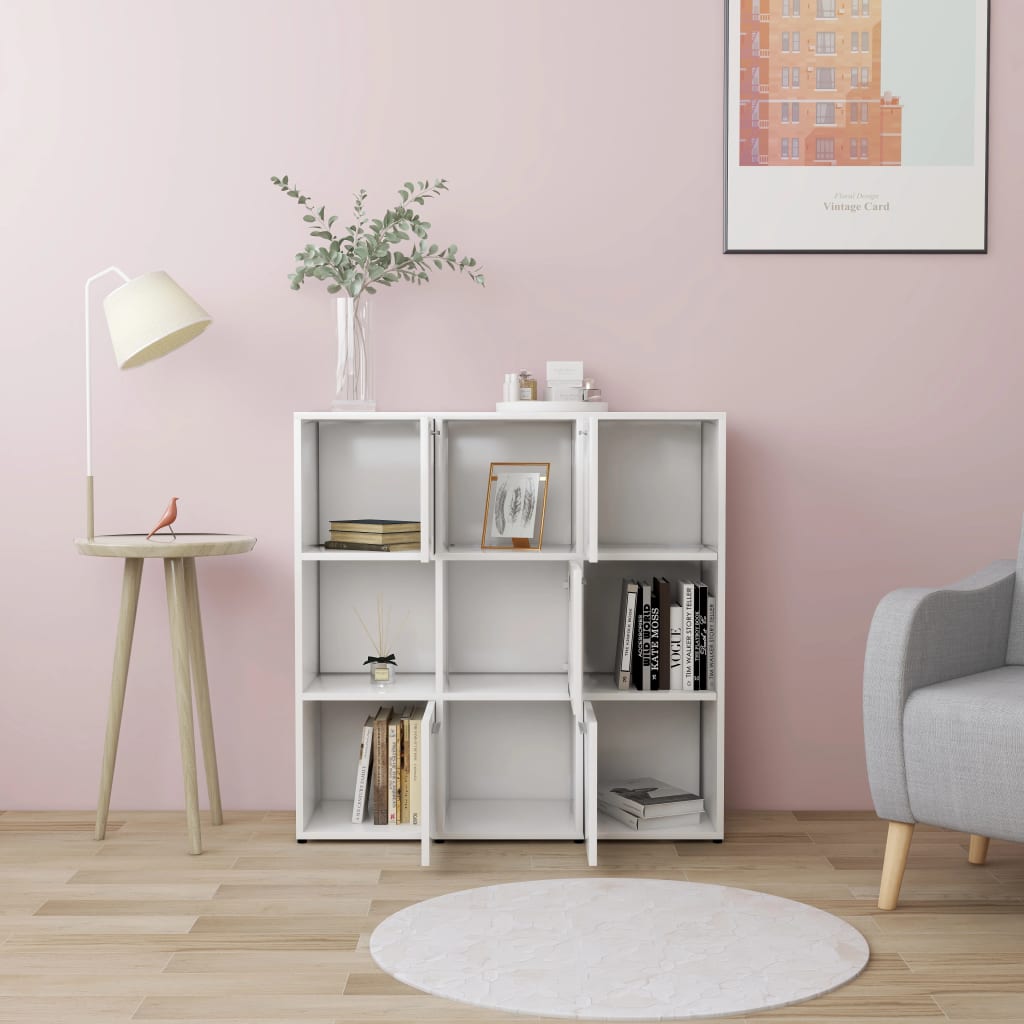 vidaXL Book Cabinet White 90x30x90 cm Engineered Wood