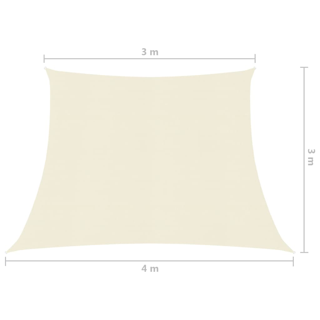 vidaXL Sunshade Sail 160 g/m² Cream 3/4x3 m HDPE